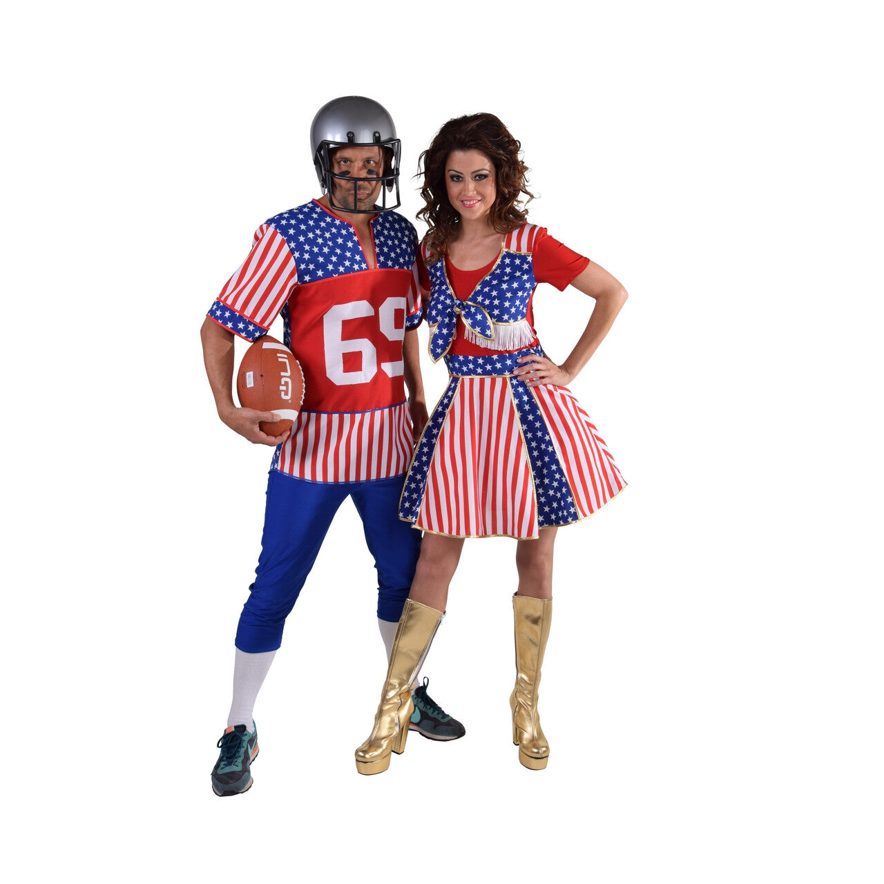 Op deze afbeelding zie je een Kostuums, van het merk Magic By Freddy's. Star Spangled Cheerleader USA Vrouw Kostuum