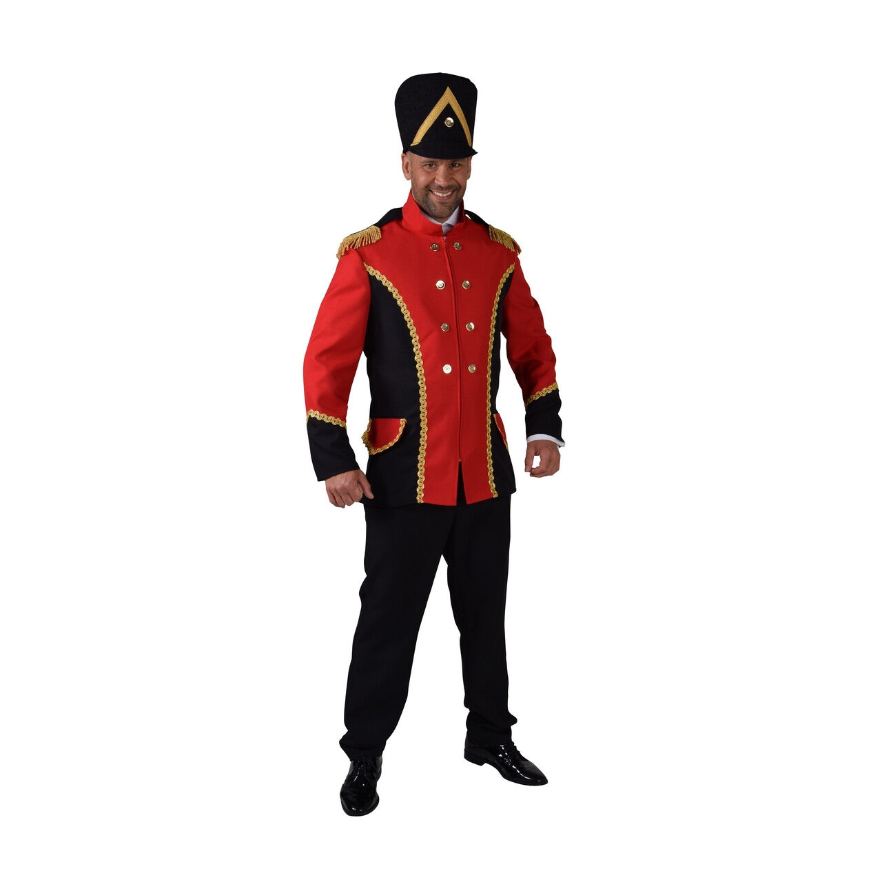 Op deze afbeelding zie je een Kostuums, van het merk Magic By Freddy's. Jas Drumband Harmonie Rood Man