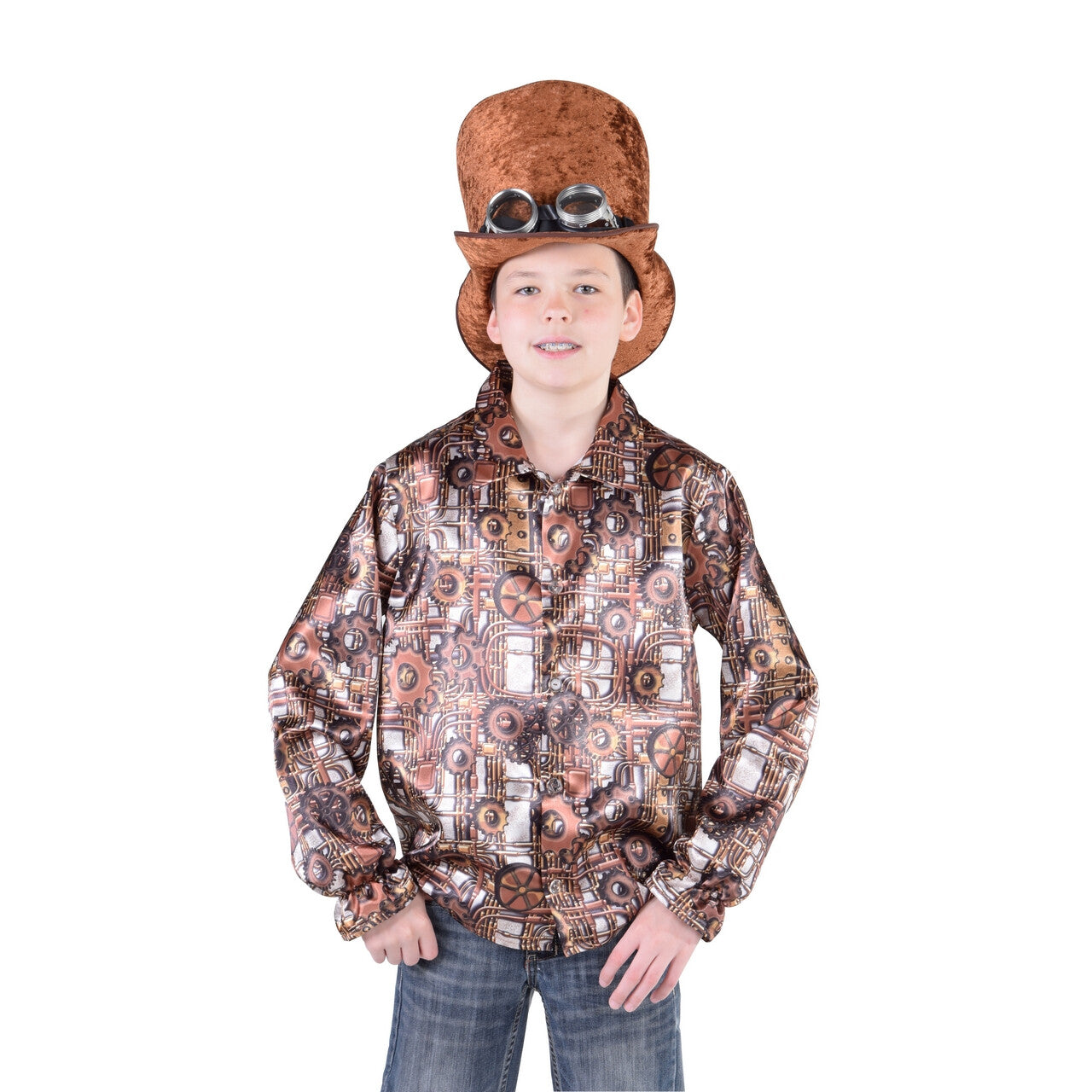 Op deze afbeelding zie je een Kostuums, van het merk Magic By Freddy's. Tandrad En Kamwiel Steampunk Blouse Jongen