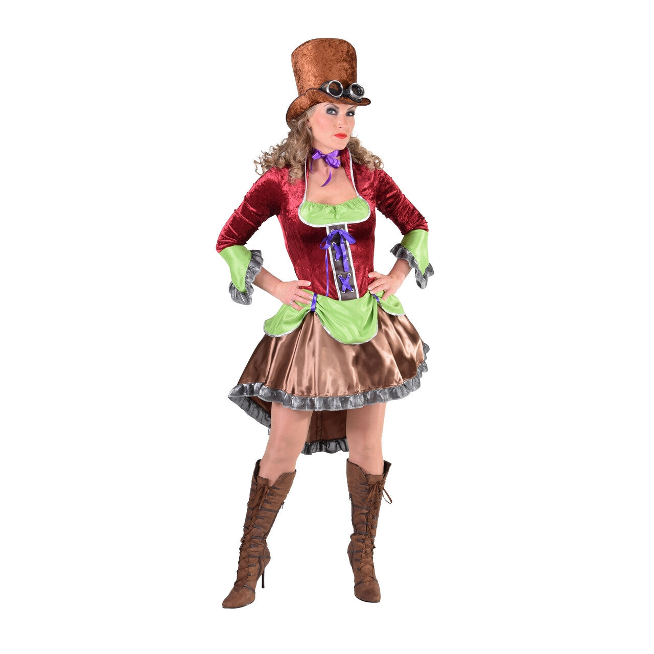 Op deze afbeelding zie je een Kostuums, van het merk Magic By Freddy's. Kleurig Manchester Steampunk Vrouw Kostuum