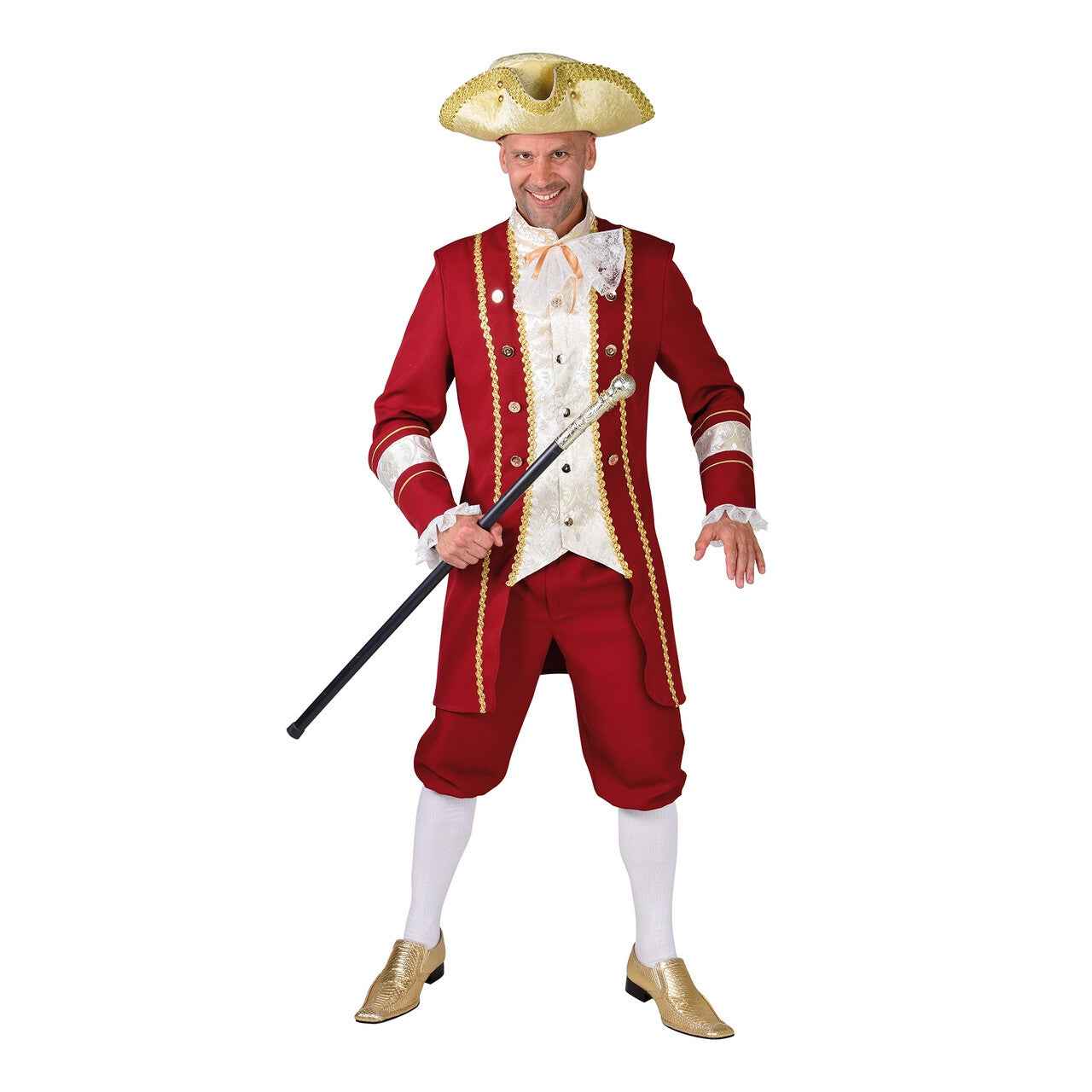 Op deze afbeelding zie je een Kostuums, van het merk Magic By Freddy's. Glimmende Mouwen Markies Rood Man Kostuum