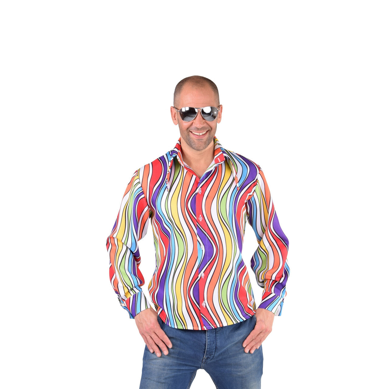 Op deze afbeelding zie je een Kostuums, van het merk Magic By Freddy's. Hemd Regenboog Golven Man