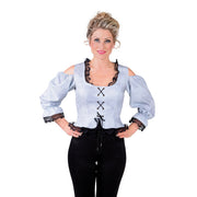 Op deze afbeelding zie je een Kostuums, van het merk Magic By Freddy's. Bustier Blouse Bierfeest Piraat Grijs Vrouw
