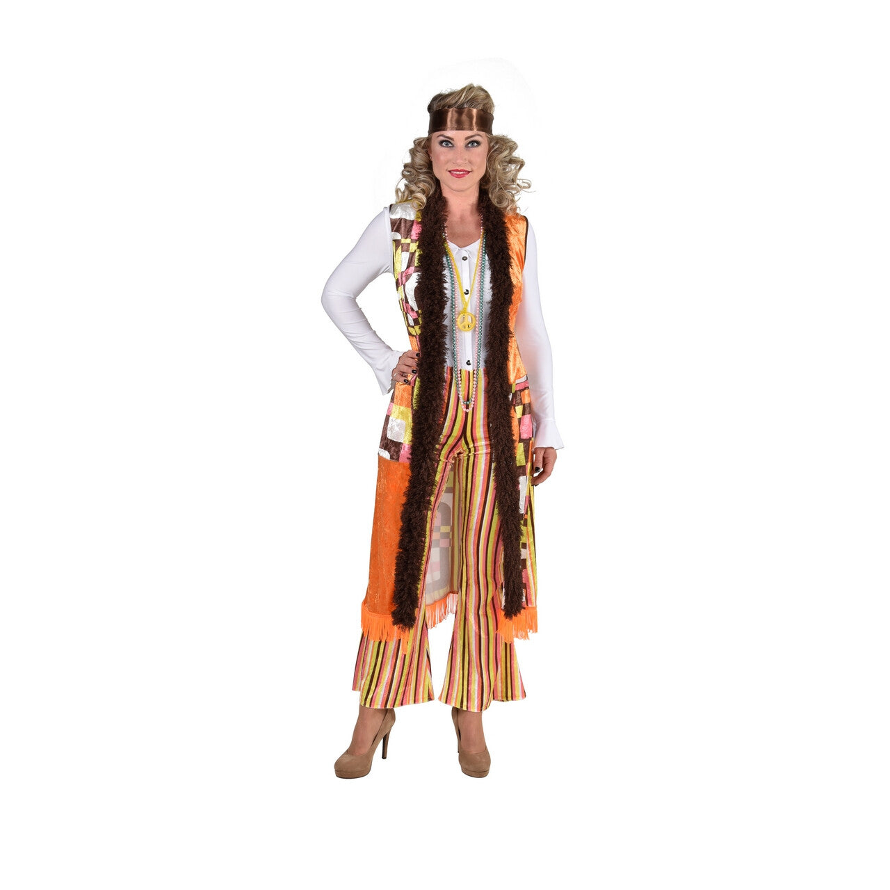 Op deze afbeelding zie je een Kostuums, van het merk Magic By Freddy's. Hippie Retro Met Kuitlang Vest Vrouw