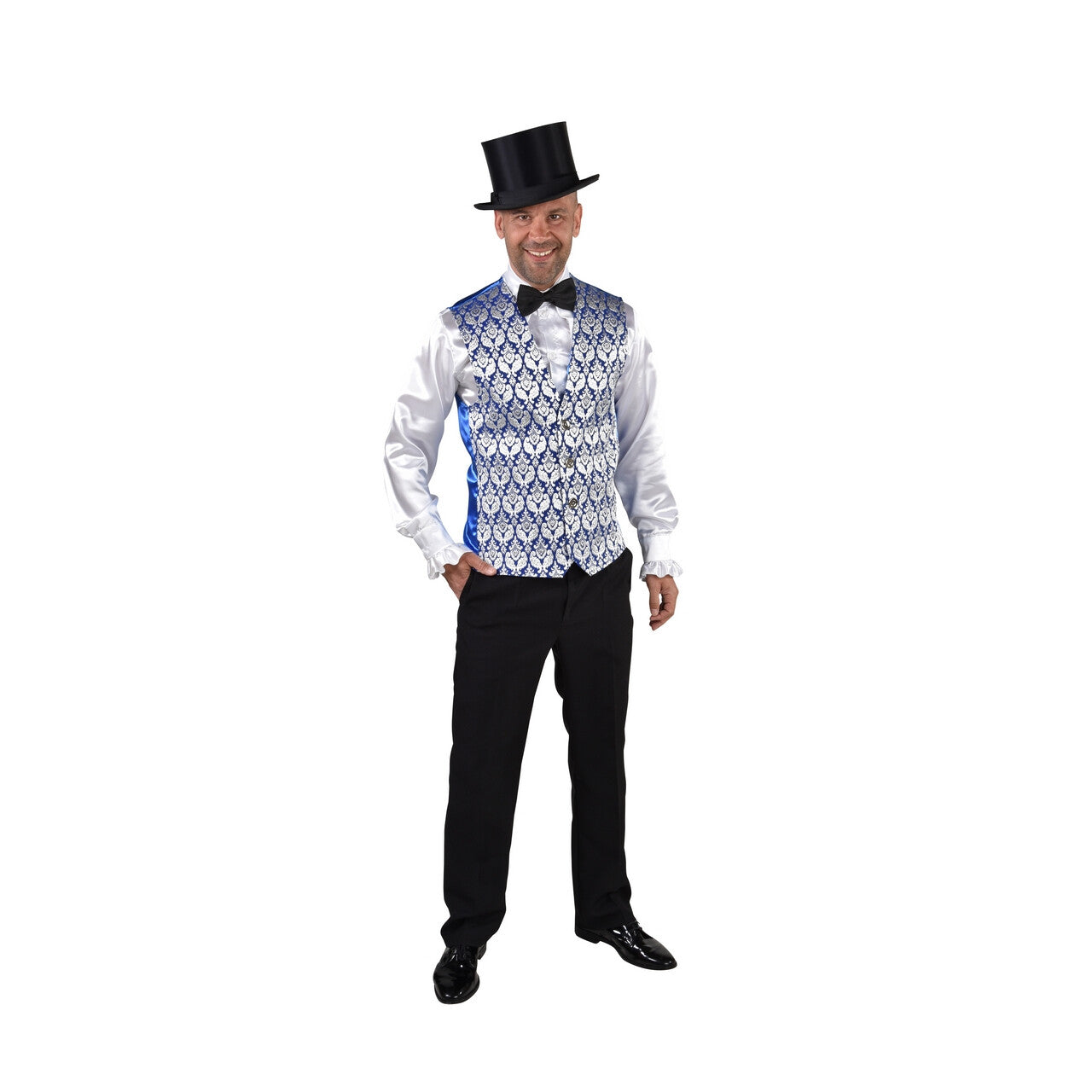 Op deze afbeelding zie je een Kostuums, van het merk Magic By Freddy's. Royaal Edelman Gilet Brokaat Zilver