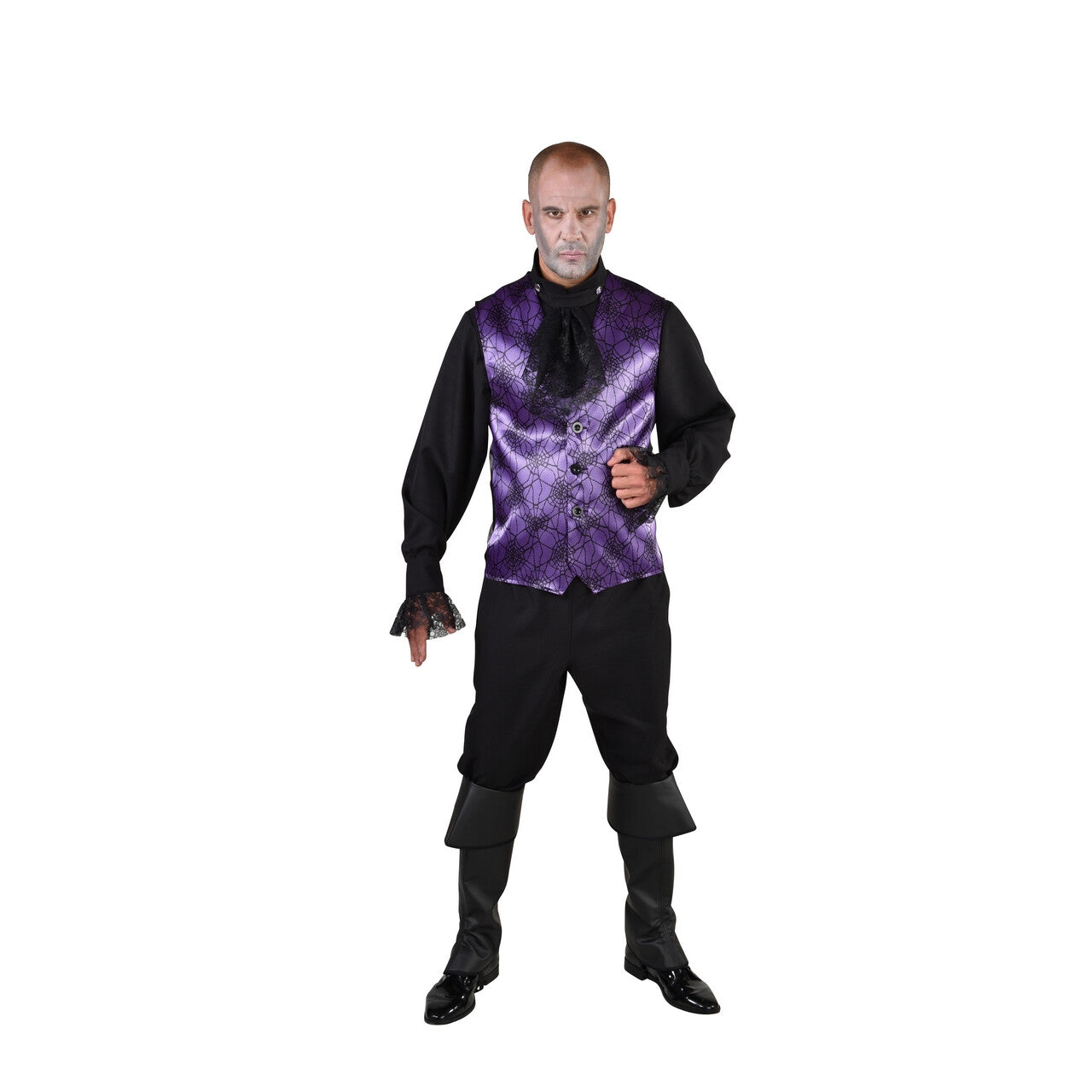 Op deze afbeelding zie je een Kostuums, van het merk Magic By Freddy's. Spinnenweb Halloween Gilet Paars Man