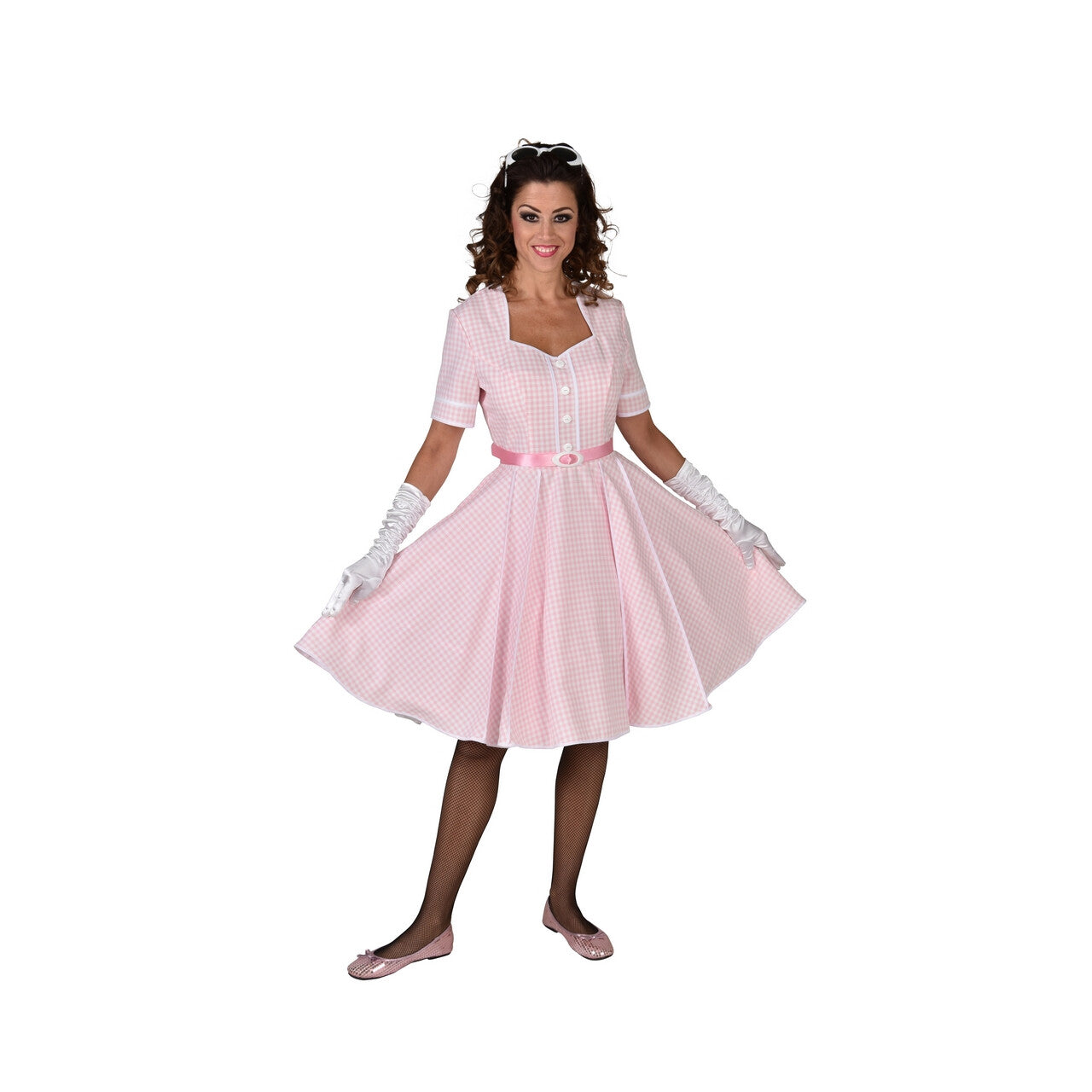Op deze afbeelding zie je een Kostuums, van het merk Magic By Freddy's. Roze Rock And Roll Dansfeest Vrouw Kostuum