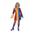 Fröhlicher Regenbogen 70er Jahre Stil Damenkostüm