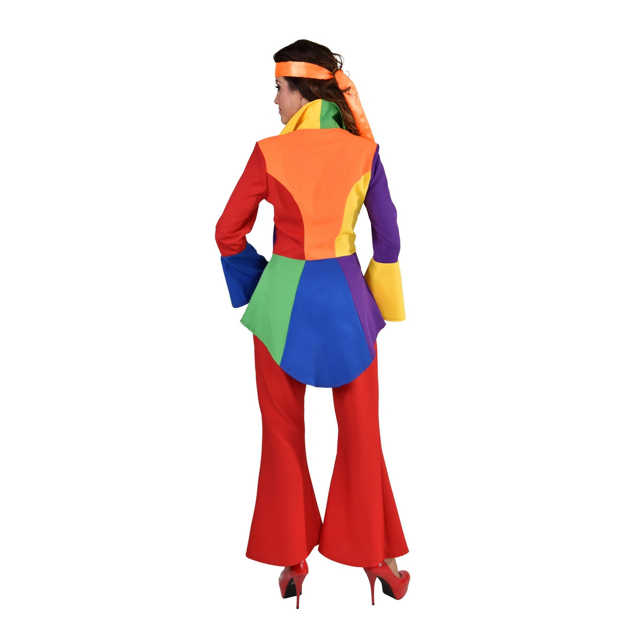 Op deze afbeelding zie je een Kostuums, van het merk Magic By Freddy's. Regenboog Festival Jas Met Lang Achterpand Vrouw