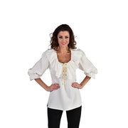 Op deze afbeelding zie je een Kostuums, van het merk Magic By Freddy's. Blouse Piraat Wind In De Zeilen Wit Vrouw