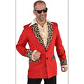 Roter Zuhälter-Blazer Mit Leopardenmuster Herren