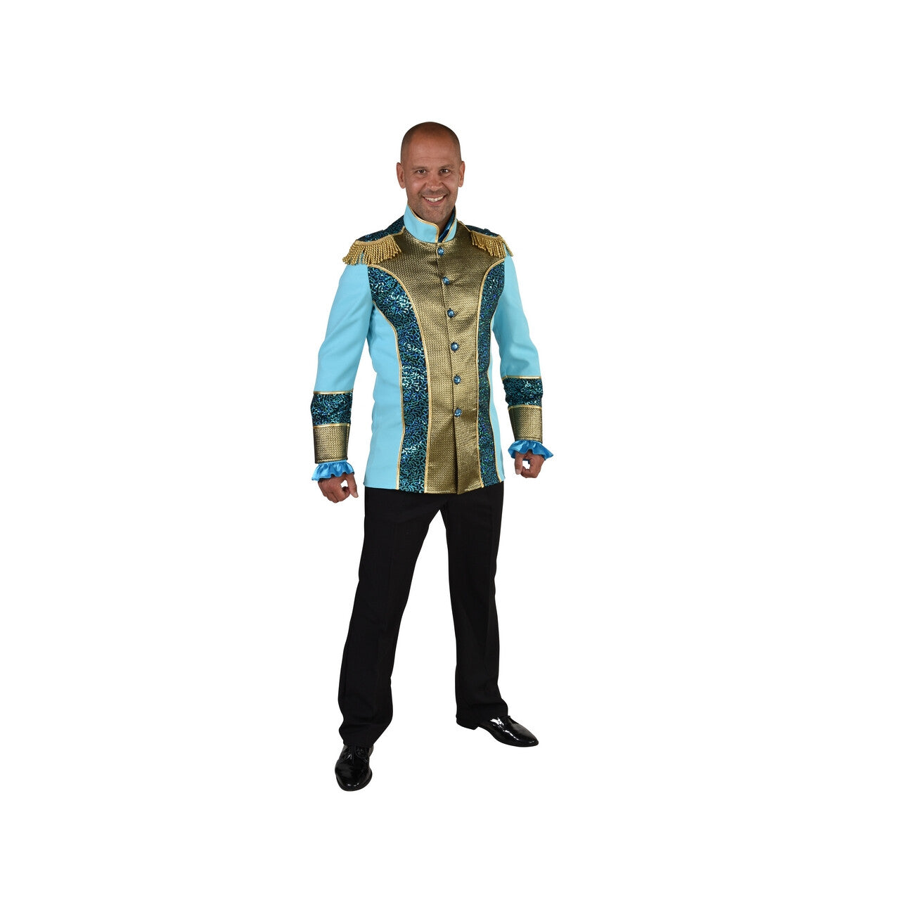 Op deze afbeelding zie je een Kostuums, van het merk Magic By Freddy's. Unieke Uniform Jas Turquoise Man