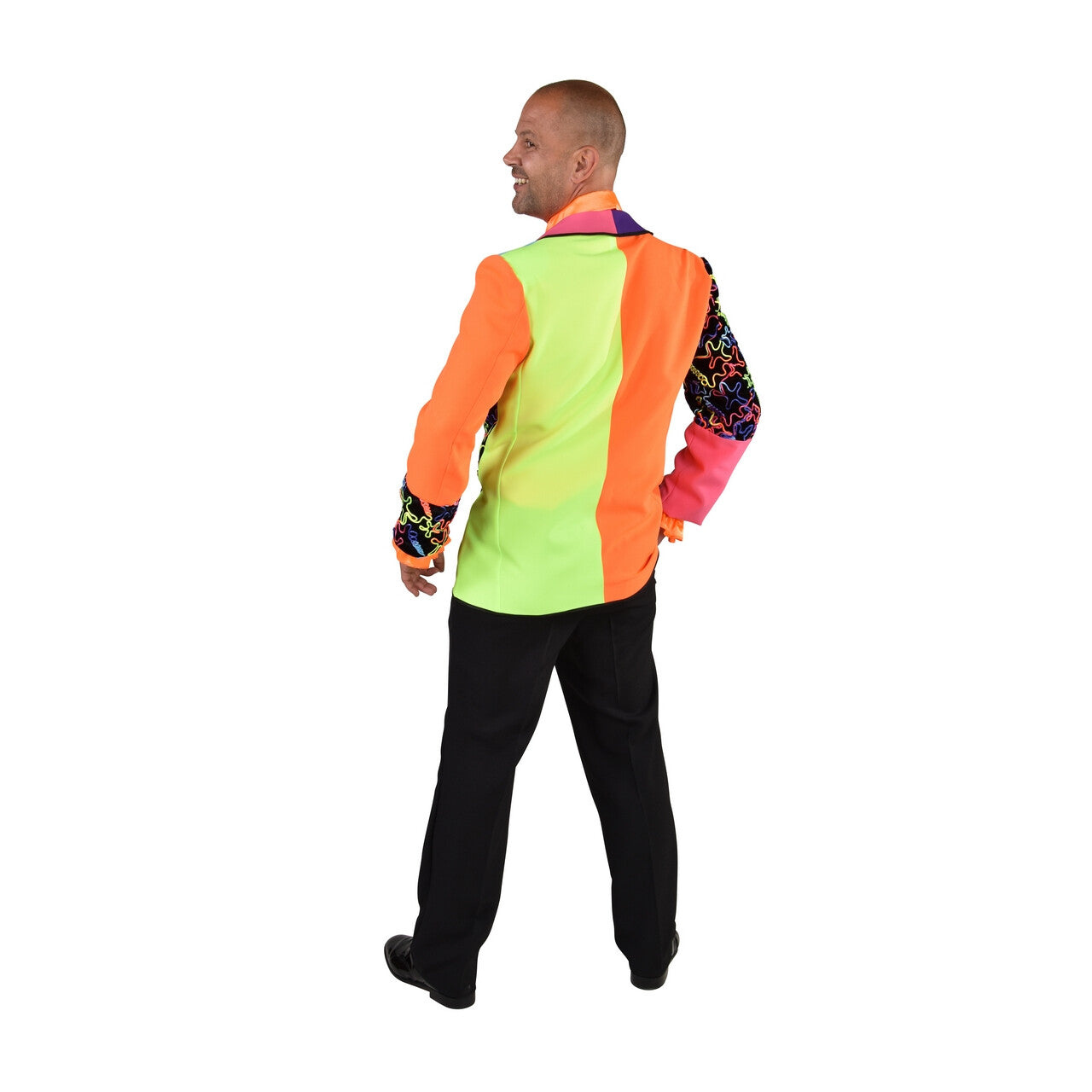 Op deze afbeelding zie je een Kostuums, van het merk Magic By Freddy's. Grote Kleurige Vlakken Jaren 80 Neon Swirls Colbert Man