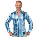 70er Jahre Blaue Groovy Bluse Herren