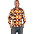 Retro Orange Blumenmuster Hemd Herren