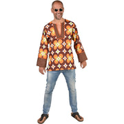 Op deze afbeelding zie je een Kostuums, van het merk Magic By Freddy's. 70s Bruine Bloemen Tuniek Boudewijn Man
