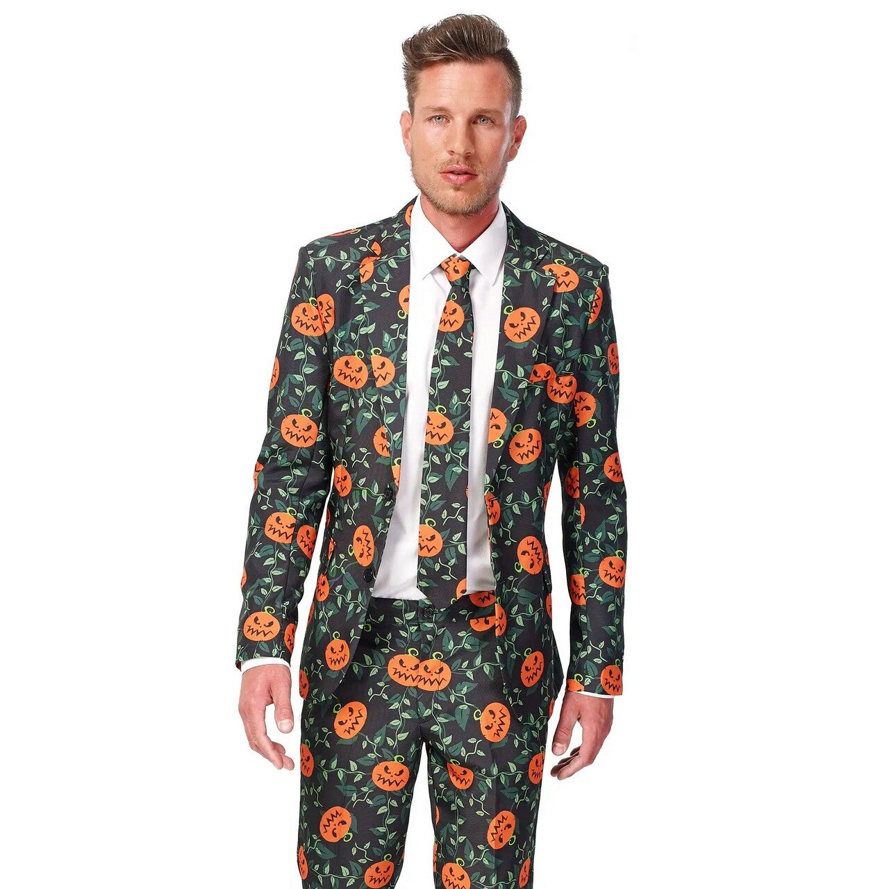 Op deze afbeelding zie je een Kostuums, van het merk Suitmeister. Stylish Halloween Pumpkin Leaves Suitmeister Kostuum Man