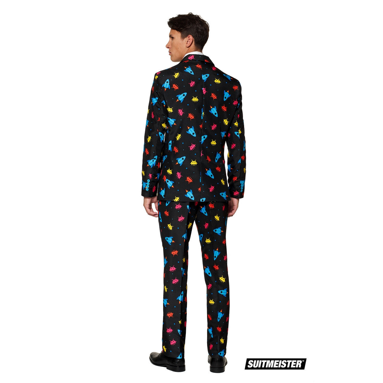 Op deze afbeelding zie je een Kostuums, van het merk Suitmeister. Space Invaders Videogame Computerspel Man Kostuum