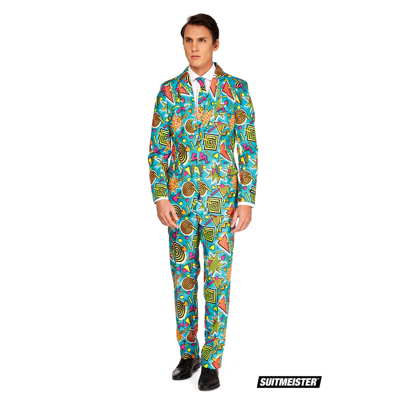 Op deze afbeelding zie je een Kostuums, van het merk Suitmeister. Retro Blauw Jaren 90 Symbolen Man Kostuum