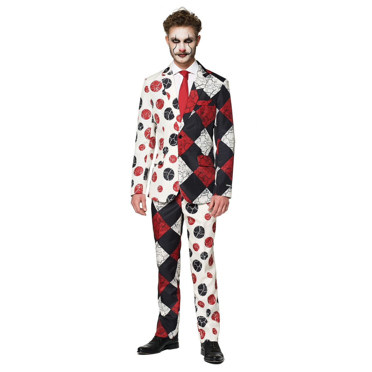 Op deze afbeelding zie je een Kostuums, van het merk Suitmeister. Halloween Bloedvaten Enge Harlekijn Man Kostuum