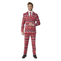Nordic Pixel Weihnachtsanzug Suitmeister Rot Herrenkostüm