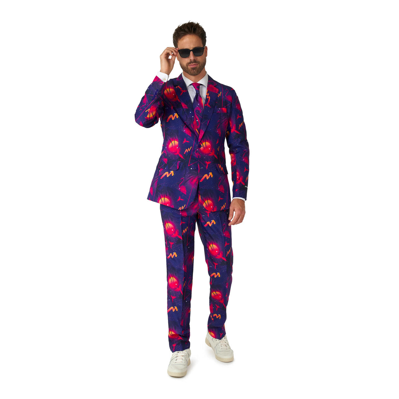 Op deze afbeelding zie je een Kostuums, van het merk Suitmeister. Retro Party Neon Man Kostuum