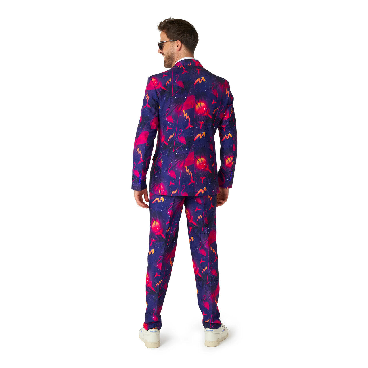 Op deze afbeelding zie je een Kostuums, van het merk Suitmeister. Retro Party Neon Man Kostuum