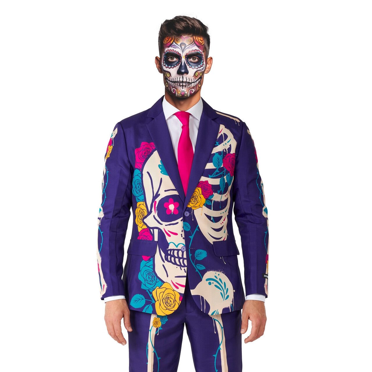 Op deze afbeelding zie je een Kostuums, van het merk Suitmeister. Sugar Skull Colourplay Man Kostuum