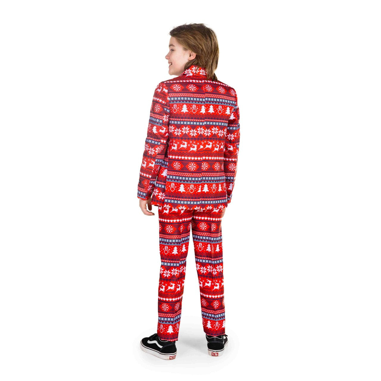 Op deze afbeelding zie je een Kostuums, van het merk Suitmeister. Boys Nordic Pixel Red Jongen Kostuum