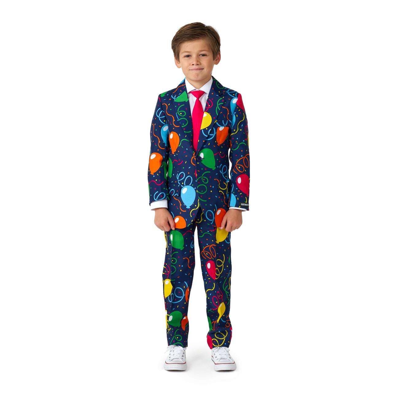 Op deze afbeelding zie je een Kostuums, van het merk Suitmeister. Boys Confetti Balloons Navy Jongen Kostuum