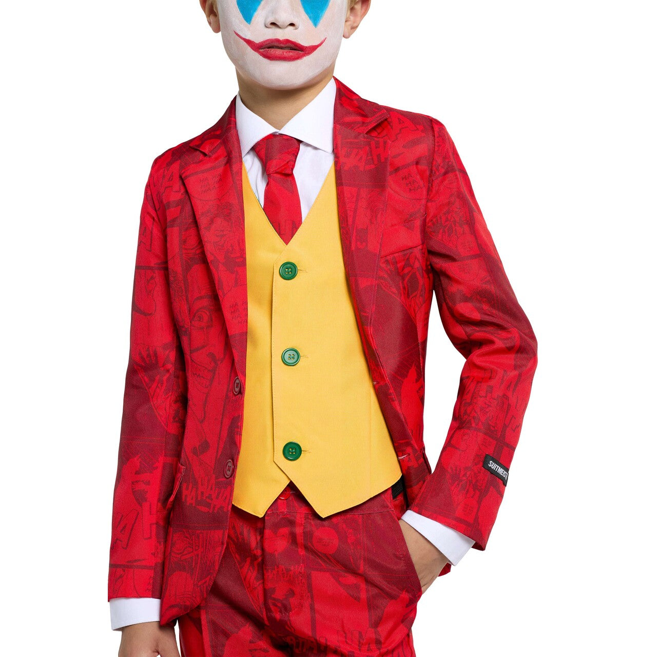 Op deze afbeelding zie je een Kostuums, van het merk Suitmeister. Scarlet Joker™ Boys Jongen Kostuum