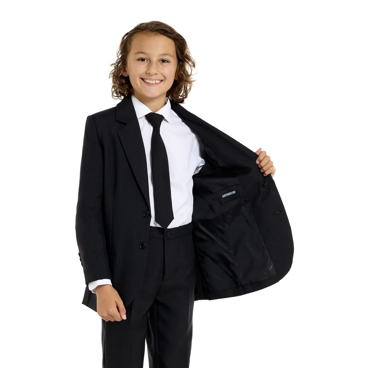 Op deze afbeelding zie je een Kostuums, van het merk Opposuits. Gala Solid Black Jongen Kostuum