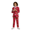 Jungen Weihnachtsanzug Rot Mit Weihnachtsmotiven - Leuchtet Kostüm