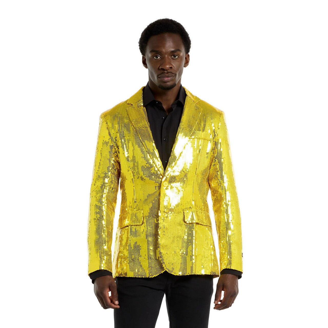 Op deze afbeelding zie je een Kostuums, van het merk Opposuits. Sequins Yellow Blazer Man