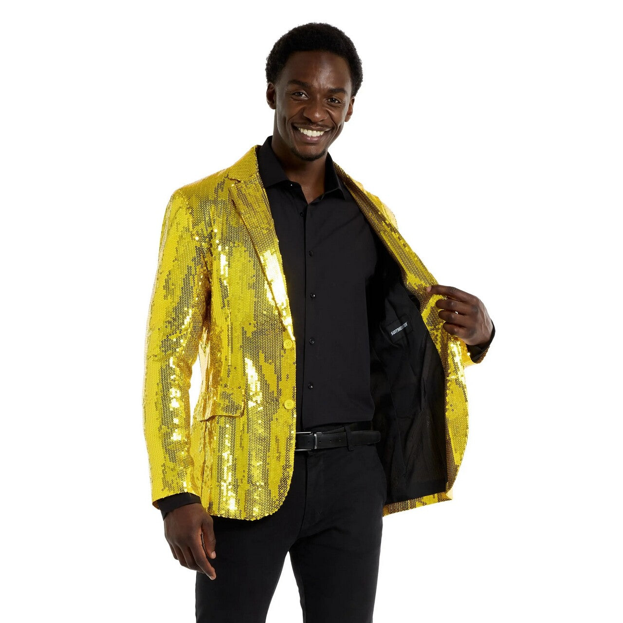 Op deze afbeelding zie je een Kostuums, van het merk Opposuits. Sequins Yellow Blazer Man