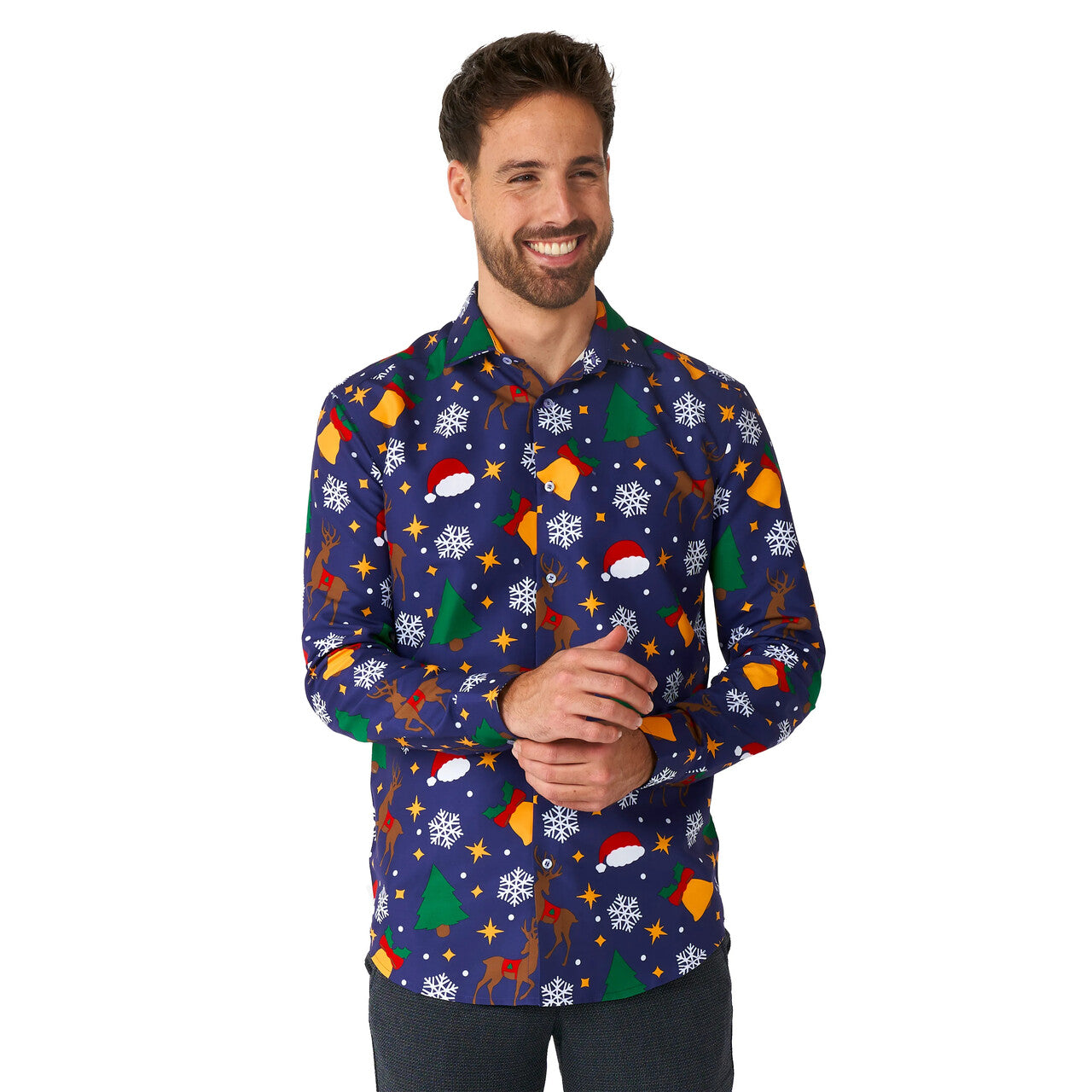 Op deze afbeelding zie je een Kostuums, van het merk Suitmeister. Christmas Iconen Blauw Blouse Man