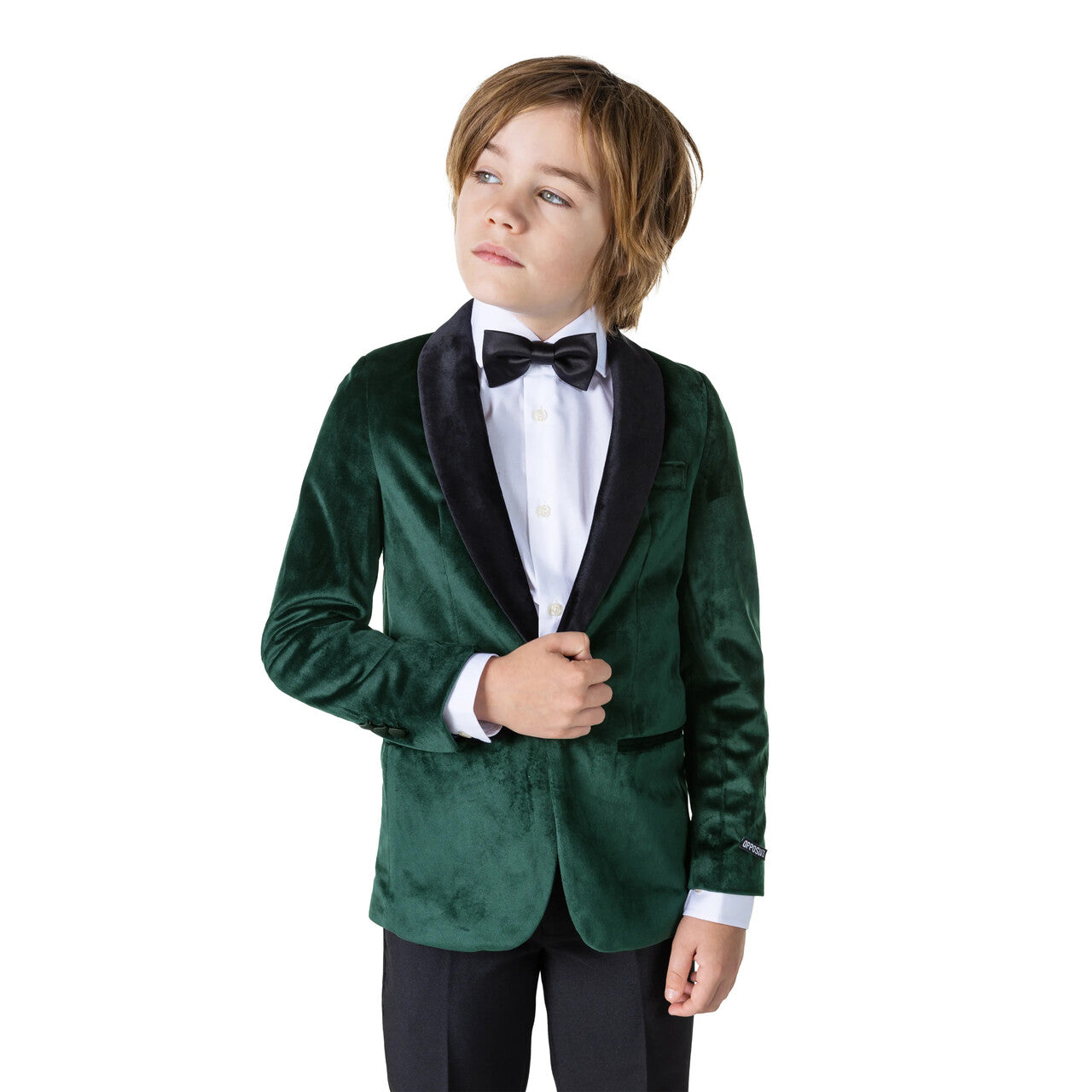 Op deze afbeelding zie je een Kostuums, van het merk Opposuits. Boys Gala Jas Groen Jongen