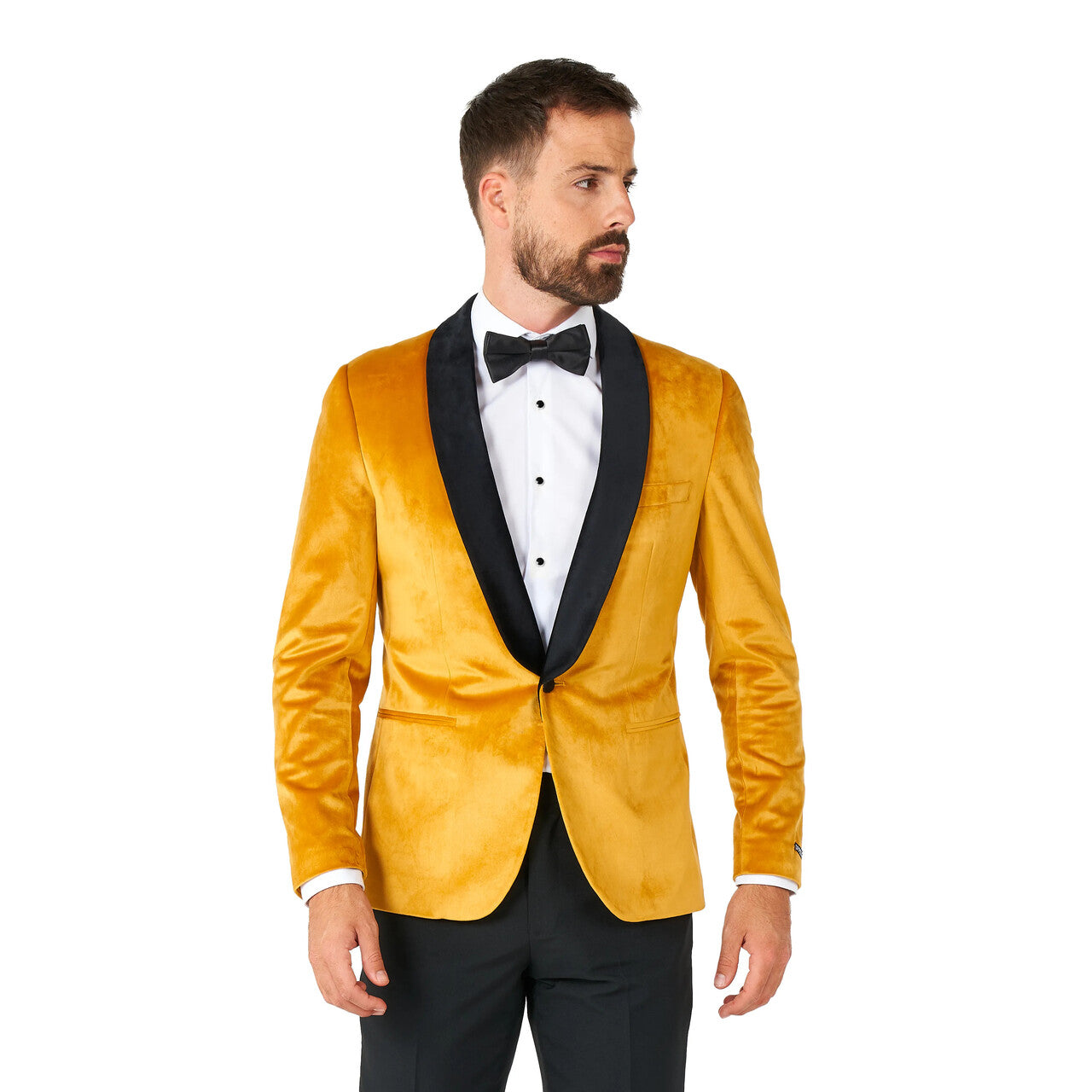 Op deze afbeelding zie je een Kostuums, van het merk Opposuits. High Class Nette Fluwelen Colbert Goud Man