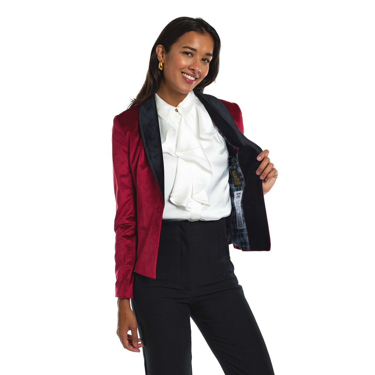 Op deze afbeelding zie je een Kostuums, van het merk Opposuits. Womens Dinner Jacket - Burgundy Vrouw