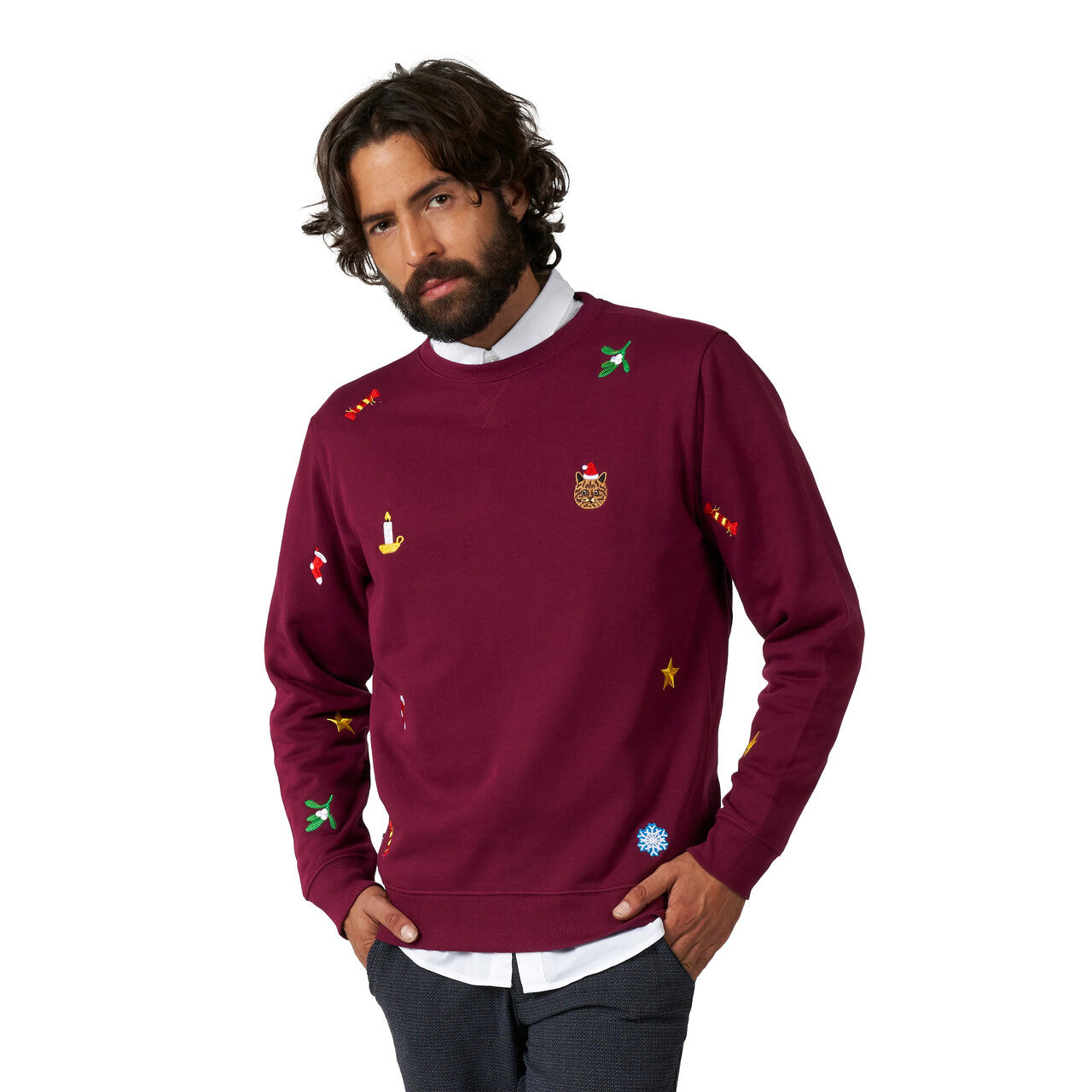Op deze afbeelding zie je een Kostuums, van het merk Opposuits. X-Mas Nette Kersttrui Rood Man