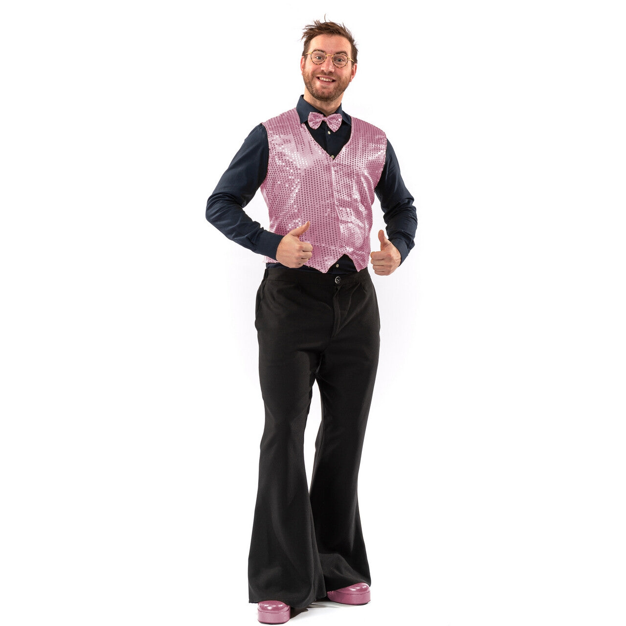 Op deze afbeelding zie je een Kostuums, van het merk Original Replicas. Paillettenvest Met Strik Pretty Pink Man