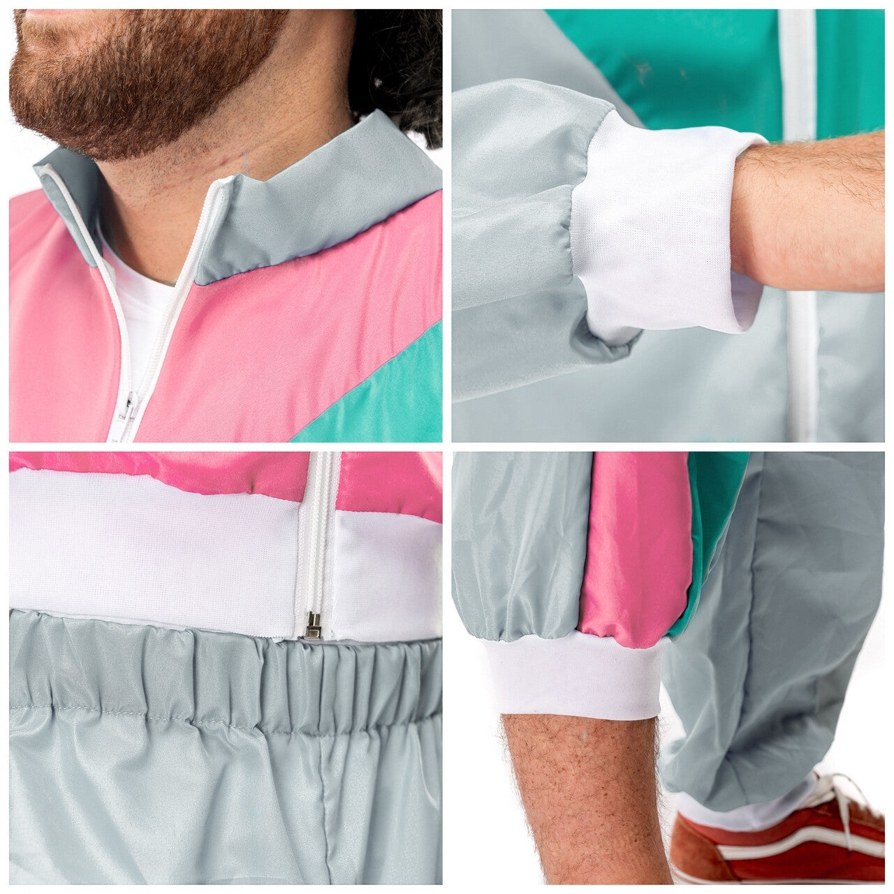 Op deze afbeelding zie je een Kostuums, van het merk Original Replicas. 80s Trainingspak Salmon Spritz Man Kostuum