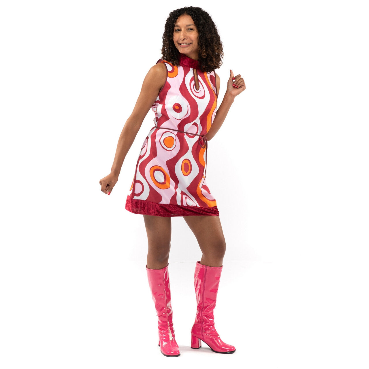 Op deze afbeelding zie je een Kostuums, van het merk Original Replicas. Jaren 70 Hippie Soul Disco 60s Hoge Sluiting Vrouw Kostuum