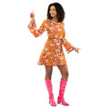Orange Short 70s Hippie Soul Disco 60s Blumen Pretty Paisley Damenkostüm