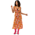 Orange Hippie Blumen Power 70er & 60er Pretty Paisley Damenkostüm