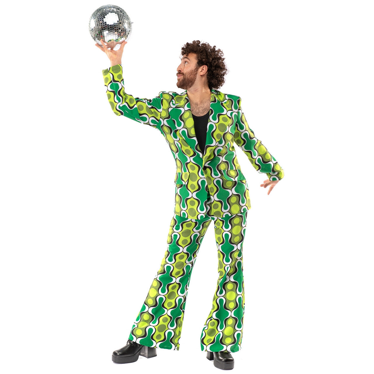 Op deze afbeelding zie je een Kostuums, van het merk Original Replicas. Jaren 70 Hippie Soul Disco 60s Ga Voor Groen Man Kostuum