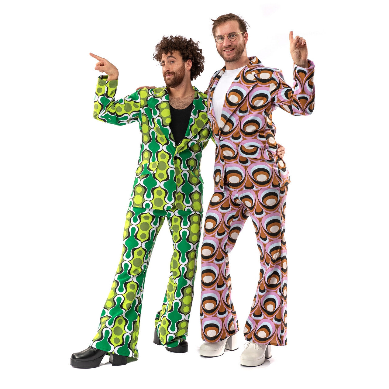 Op deze afbeelding zie je een Kostuums, van het merk Original Replicas. Jaren 70 Hippie Soul Disco 60s Psychedelische Ogen Man Kostuum
