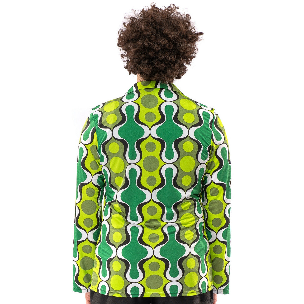 Op deze afbeelding zie je een Kostuums, van het merk Original Replicas. Jaren 70 Hippie Soul Disco 60s Ga Voor Groen Shirt Man