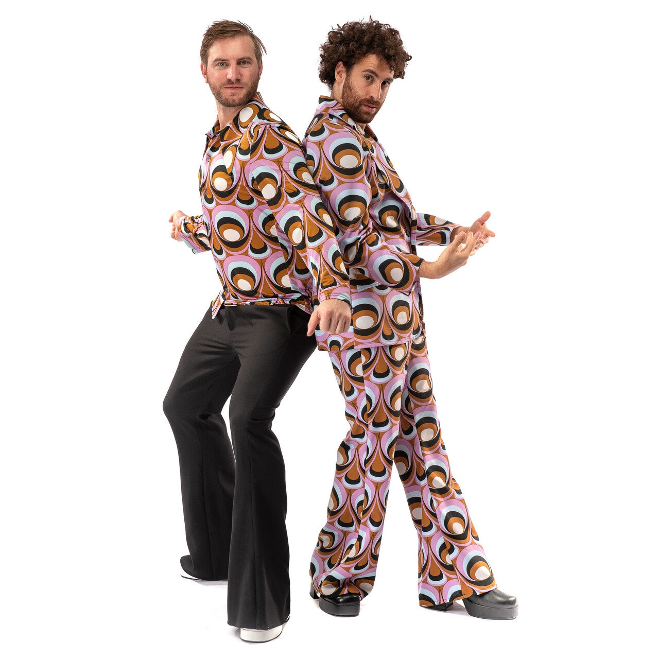 Op deze afbeelding zie je een Kostuums, van het merk Original Replicas. Jaren 70 Hippie Soul Disco 60s Psychedelische Ogen Shirt Man