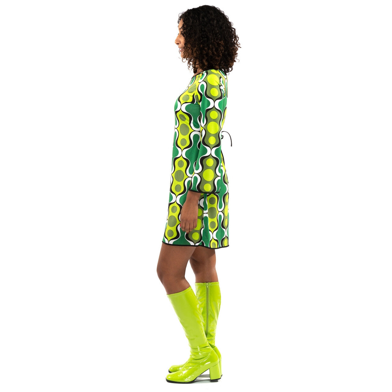 Op deze afbeelding zie je een Kostuums, van het merk Original Replicas. Jaren 70 Hippie Soul Disco 60s Ga Voor Groen Jurk Vrouw